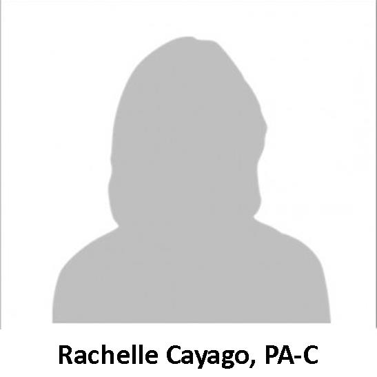 A silhouette of a woman with the name rachelle cayago, pa - c.