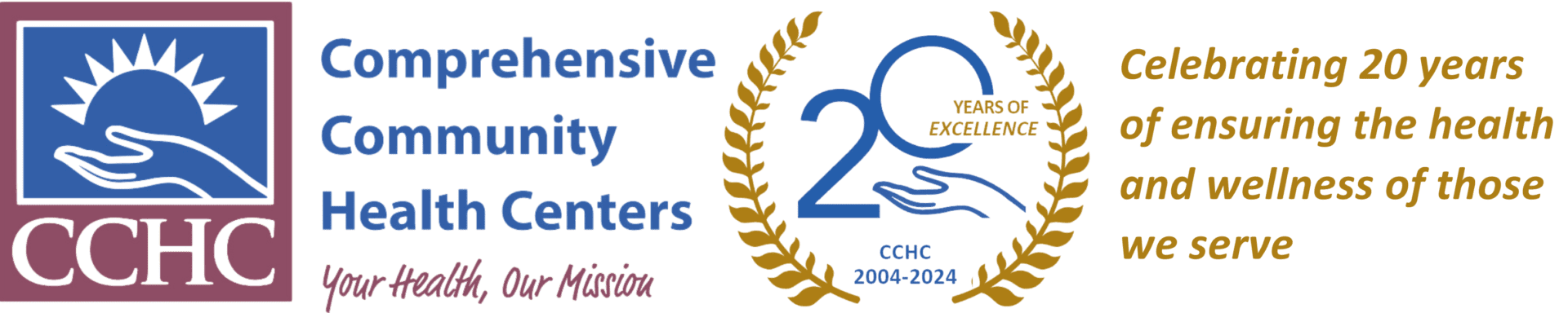 CCHC logo celebrating 20 years of service.