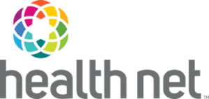 Health Net logo with a circular, multicolored geometric design above the gray text "health net" on a light background.